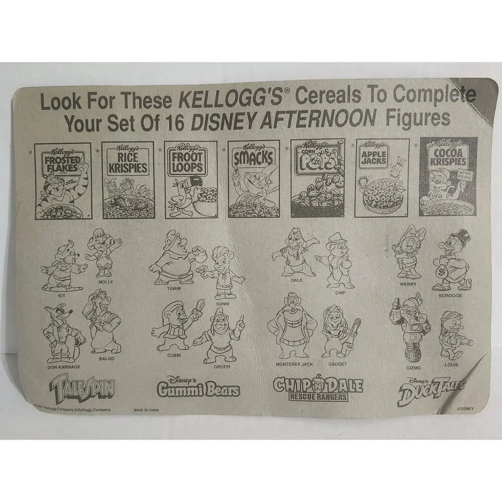 Vintage Kellogg's Disney Afternoon 4 Figure Set Baloo Dale Scrooge Tummi
